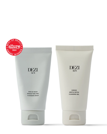 A Double Cleanse Moment: Travel Size Skin So Balm Makeup Melting Cleansing Balm + Travel Size Agua Fresca Thirst Quenching Gel-Crème Moisturizer